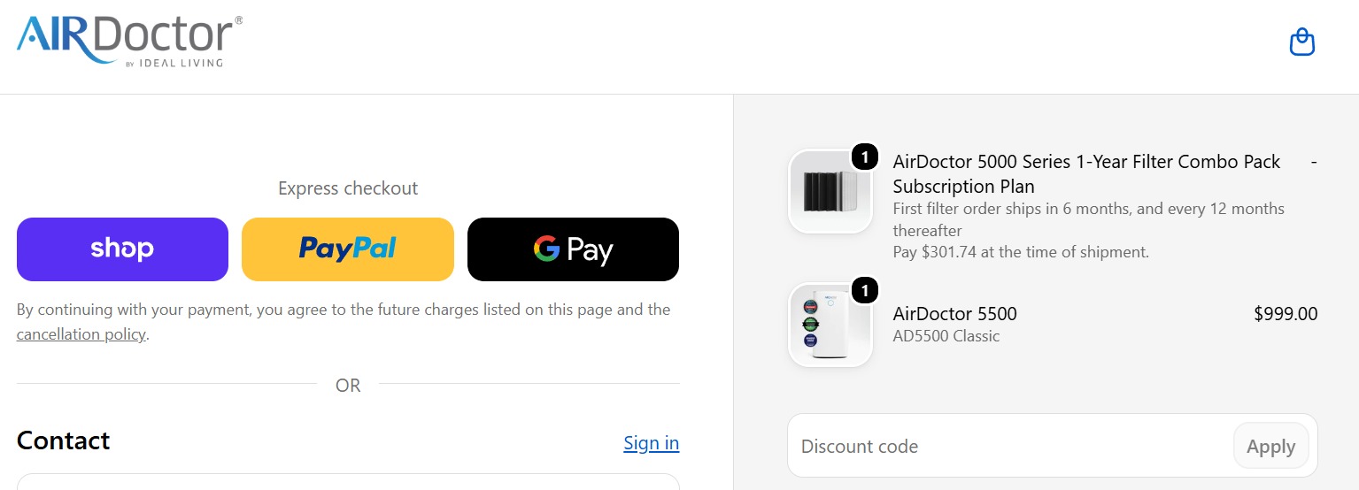AirDoctor checkout preview